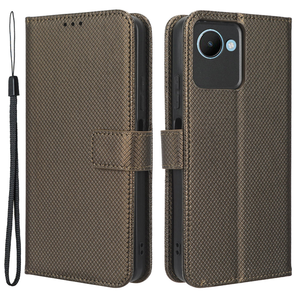 Anti-fald telefoncover til Realme C30 4G C30s 4G magnetisk lås diamant tekstur PU læder Anti-ridse Håndfrit stativ pung telefon etui Anti-fald telefoncover til Realme C30 4G C30s 4G magnetisk lås diamant tekstur PU læder Anti-ridse Håndfrit stativ pung telefon etui